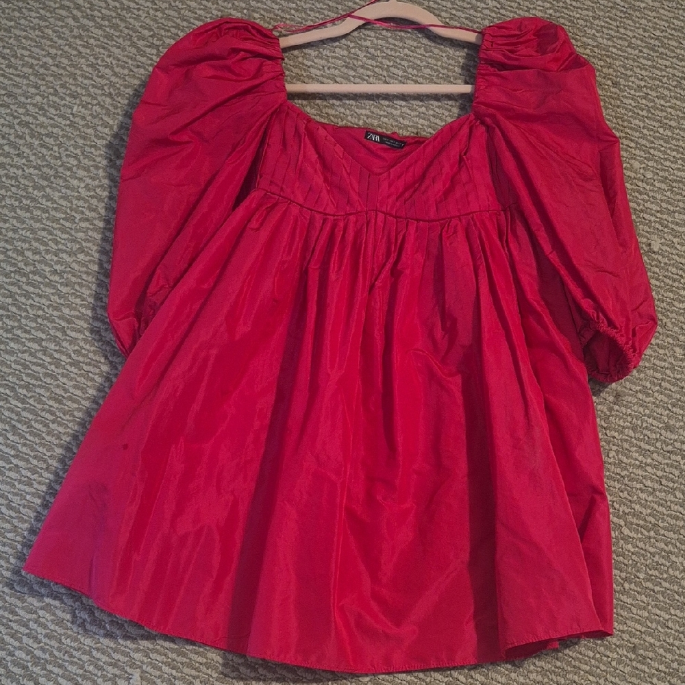 Zara Scarlet Puff Sleeve Blouse